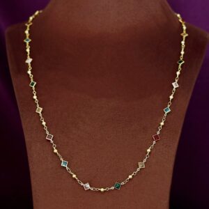 Golden Ball Mini Diamond Glossy Stone Long Neckpiece