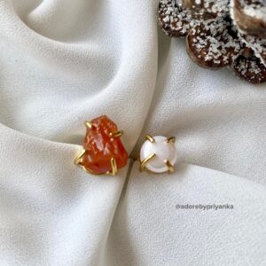 Eza Raw Stone Plus Pearl Ring (Colour Option)