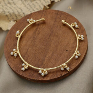 Golden Textured Emelia Pearl Bangle