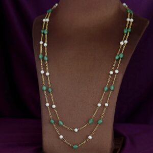 Usha Golden Two Layer Pearl Neckpiece