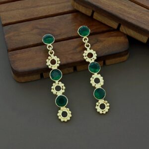 Geetika Golden Tri Glossy Stone Earring