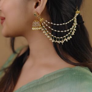 Geeta 3 Layer Rice Pearl Beaded Ear Chain