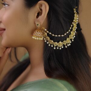 Premium Umadevi 2 Layer Pearl Ear Chain