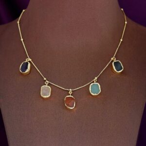 Aanvy Multicolour 5 Raw Stone Neckpiece