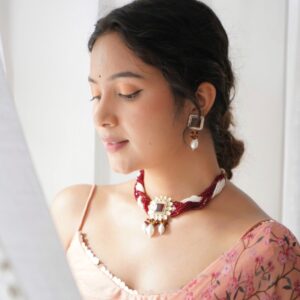 Samhita Braided Kundan Choker With Earring